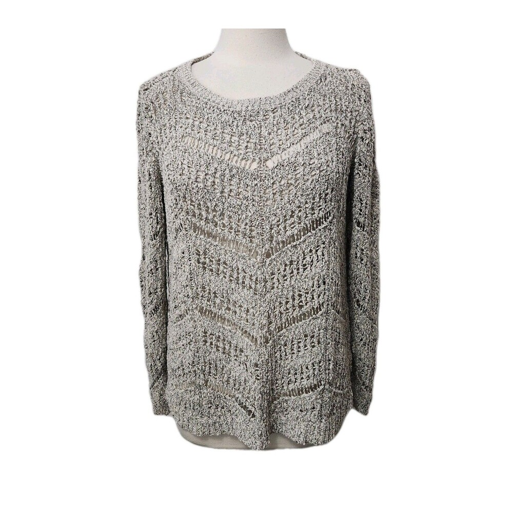 Coldwater Creek 16 XL  sweater top oatmeal Beige Open Knit Pullover Lagenlook